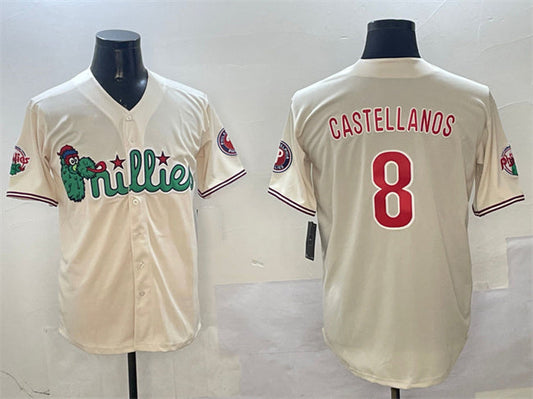 Philadelphia Phillies #8 Nick Castellanos Cream Phanatic Limited Stitched Baseball Jersey - Main View