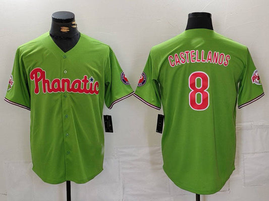 Philadelphia Phillies #8 Nick Castellanos Green With Patch Stitched Cool Base Baseball Jersey - Main View
