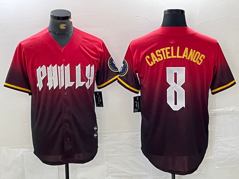 Philadelphia Phillies #8 Nick Castellanos Red 2024 City Cool Base Baseball Jersey - Main View