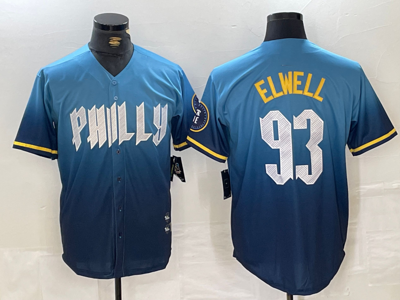Philadelphia Phillies #93 Jason Elwell Blue 2024 City Connect Limited Stitched Baseball Jerseys - Main View