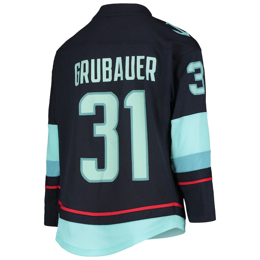S.Kraken #31 Philipp Grubauer Home Replica Player Jersey Blue Stitched American Hockey Jerseys - Main View