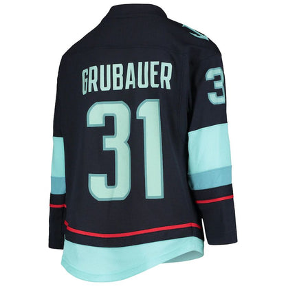 S.Kraken #31 Philipp Grubauer Home Replica Player Jersey Blue Stitched American Hockey Jerseys - Main View