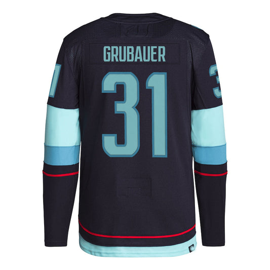 S.Kraken #31 Philipp Grubauer Primegreen Authentic Pro Home Player Jersey Blue Stitched American Hockey Jerseys - Main View