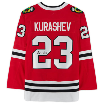 C.Blackhawks #23 Philipp Kurashev Fanatics Authentic Autographed Jersey Red Stitched American Hockey Jerseys - Main View