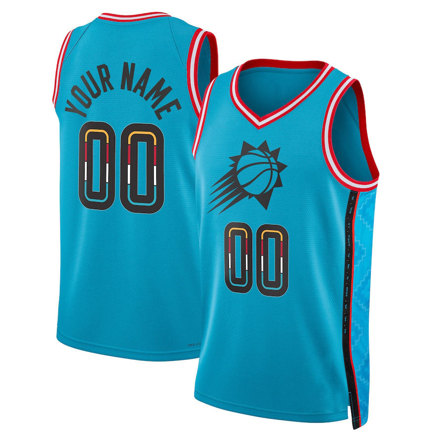 Custom P.Suns Unisex 2022-23 Swingman Jersey City Edition Turquoise Stitched Basketball Jersey - Main View