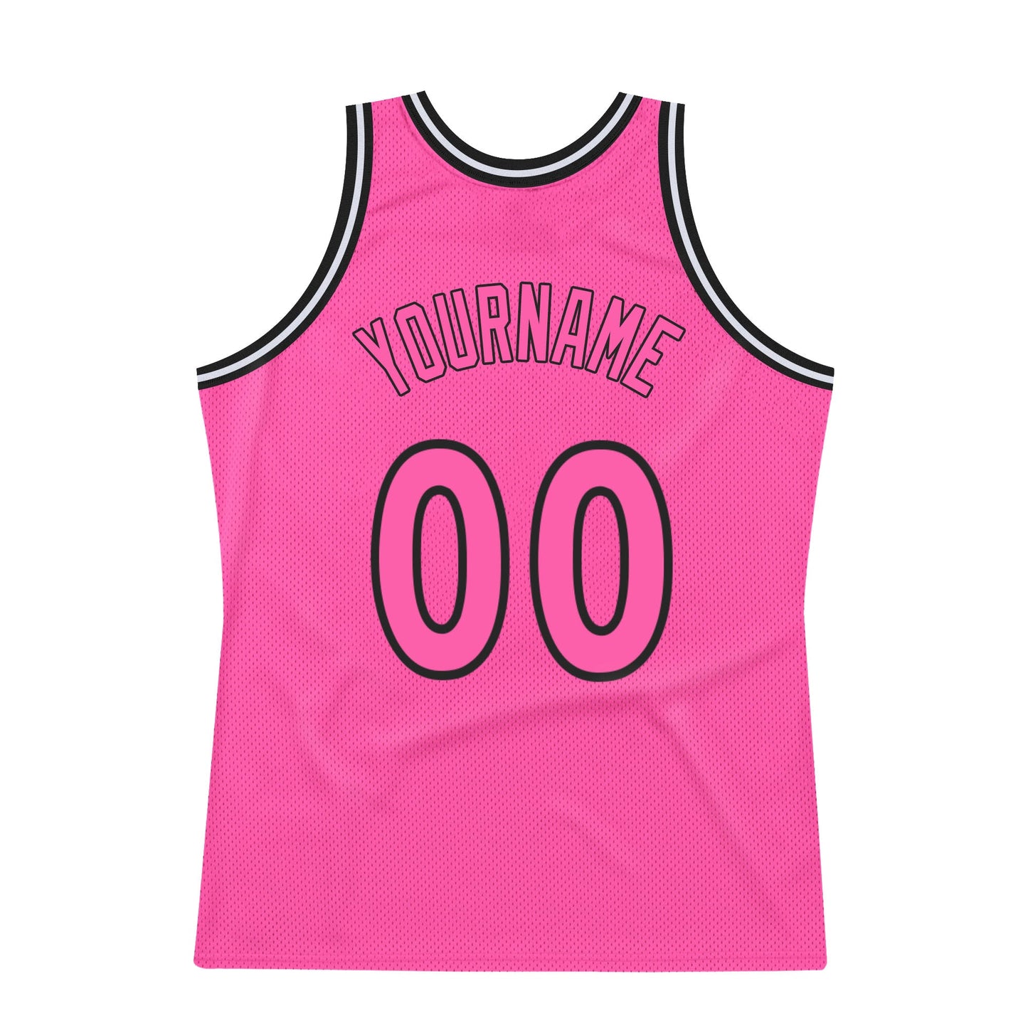 Custom Pink Pink-Black Authentic Throwback Basketball Jersey view 6