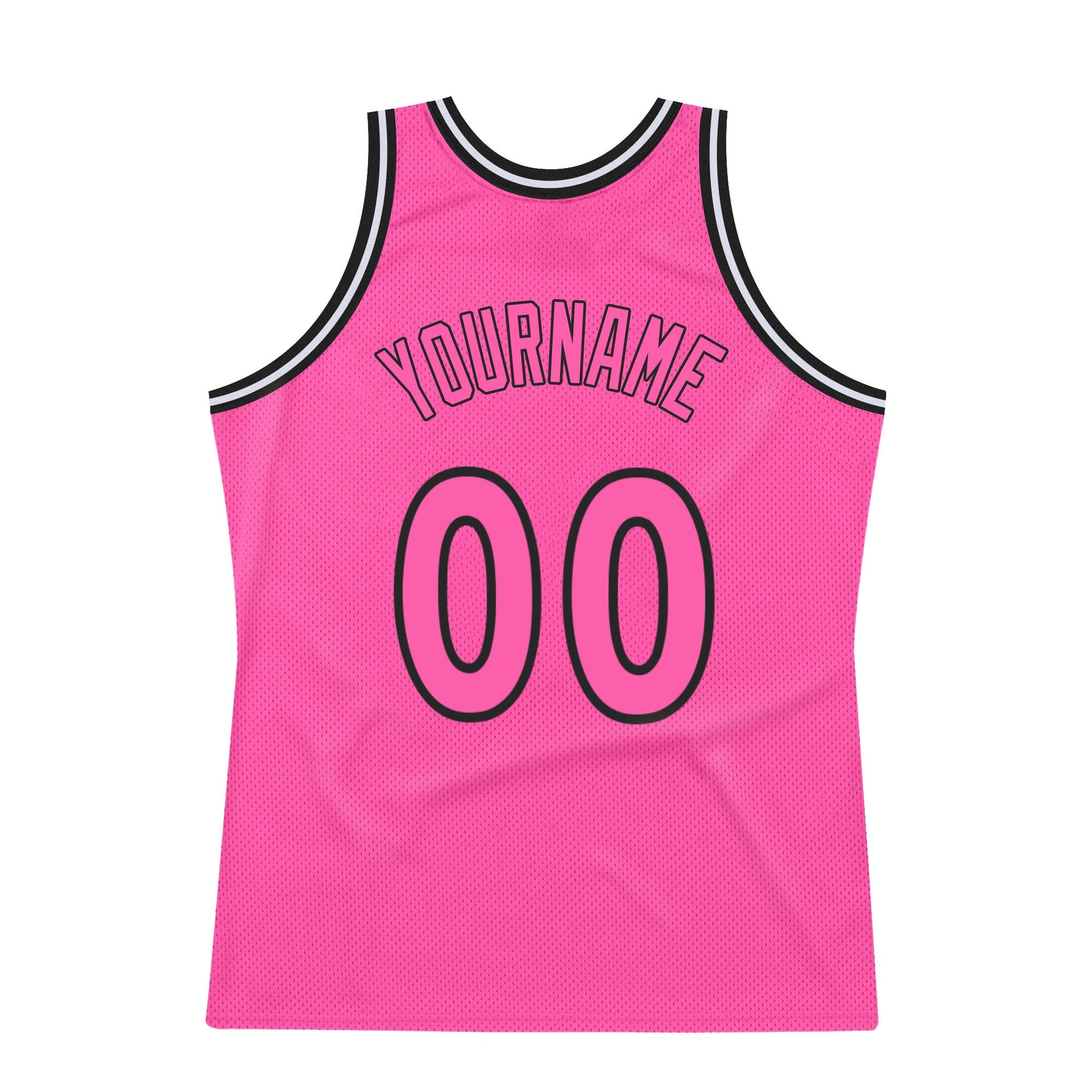 Custom Pink Pink-Black Authentic Throwback Basketball Jersey view 6