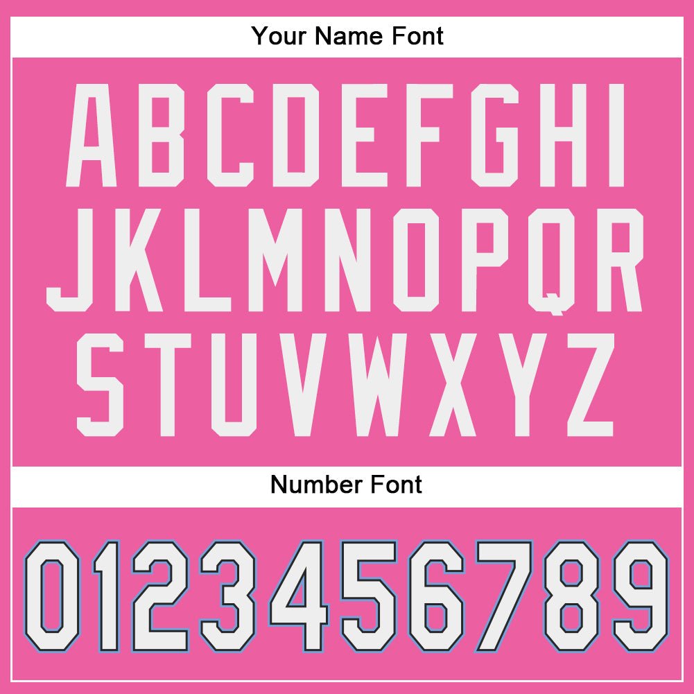 Custom Pink White-Light Blue Authentic Baseball Jersey view 6