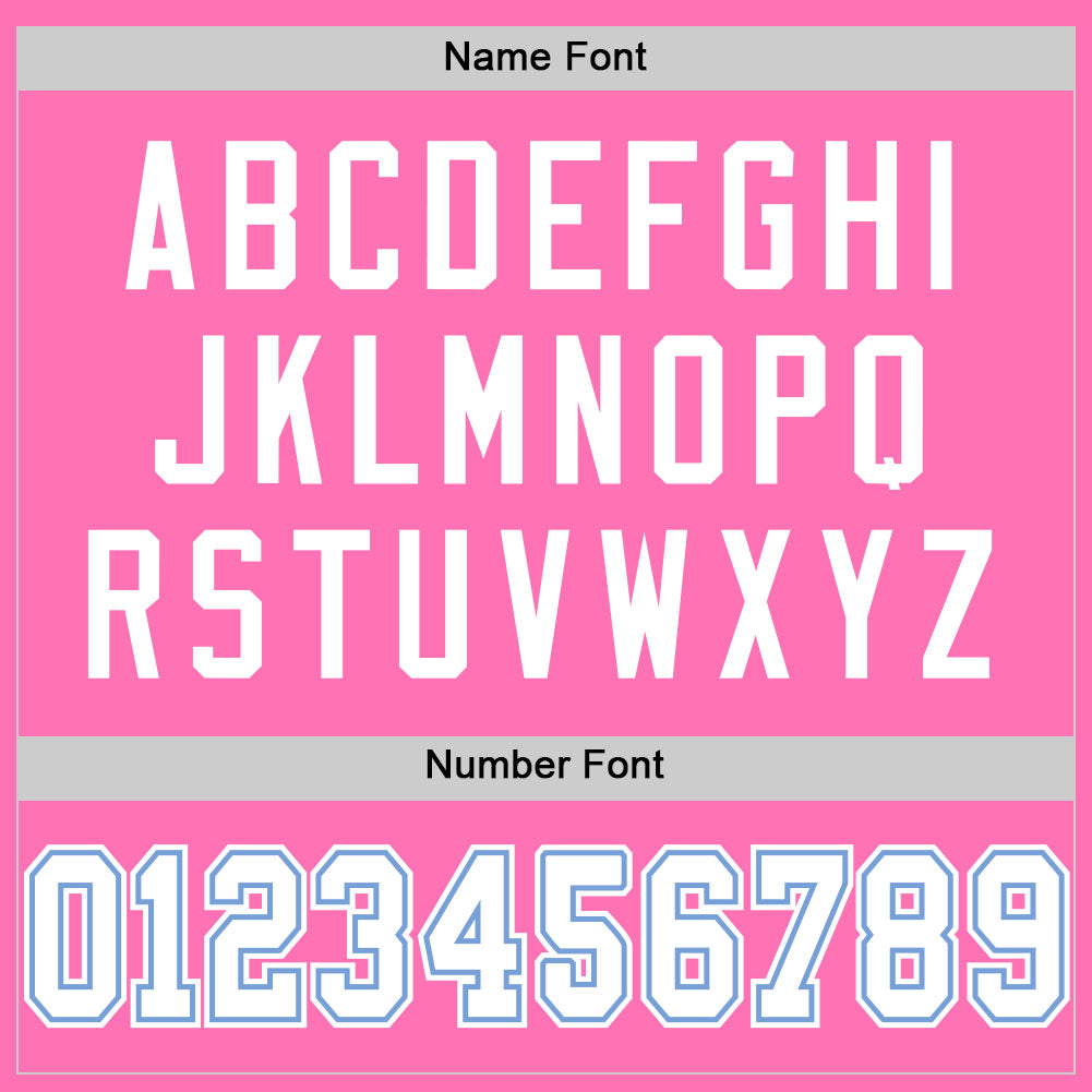 Custom Pink White-Light Blue Mesh Authentic Football Jersey view 4