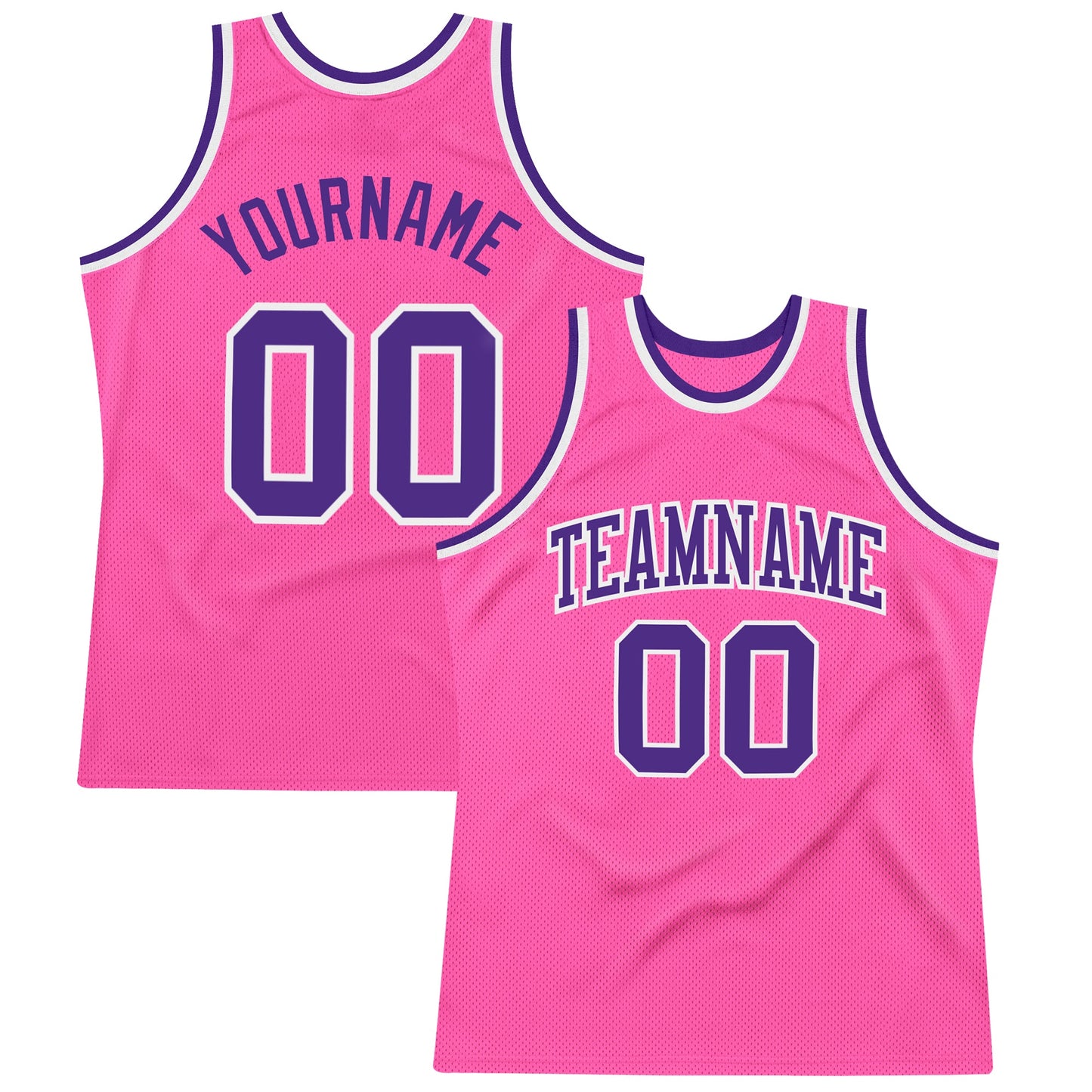 Custom Pink Purple-White Authentic Throwback Basketball Jersey - Main View