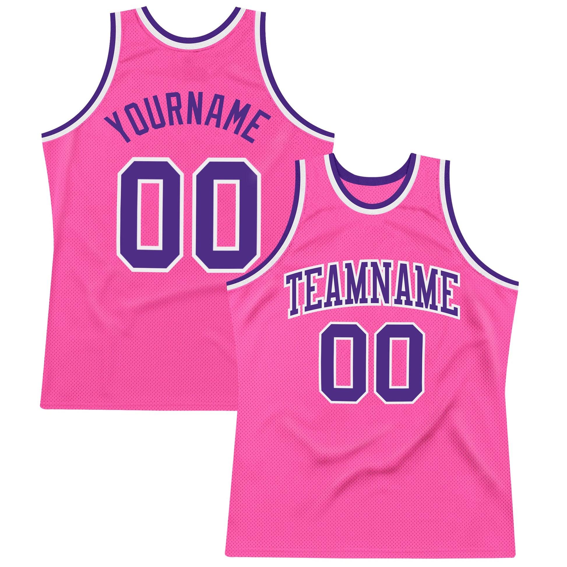 Custom Pink Purple-White Authentic Throwback Basketball Jersey - Main View