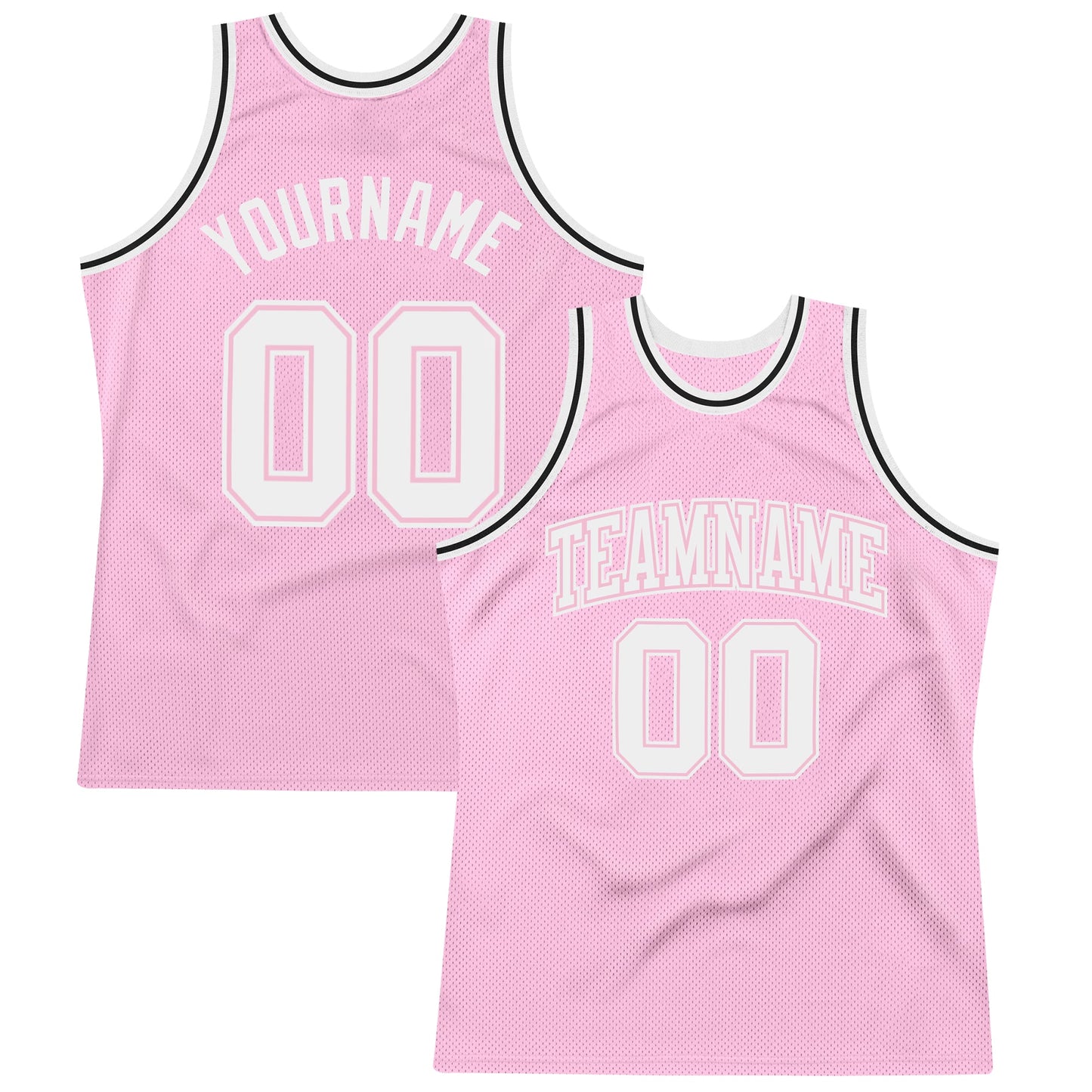Custom Light Pink White Authentic Throwback Basketball Jersey - Main View