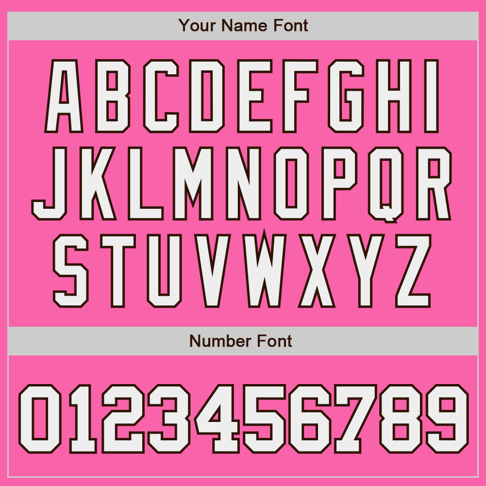 Custom Pink White-Brown Authentic Baseball Jersey view 5