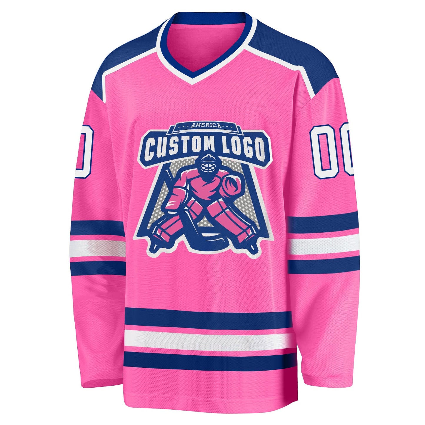 Custom Pink White-Royal Hockey Jersey view 2