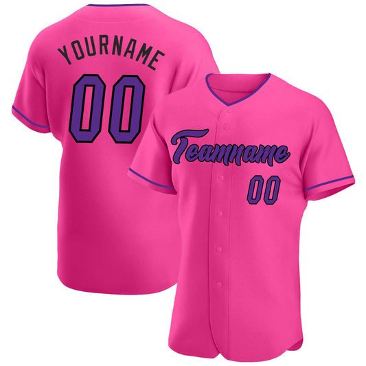 Custom Pink Purple-Black Authentic Baseball Jersey - Main View