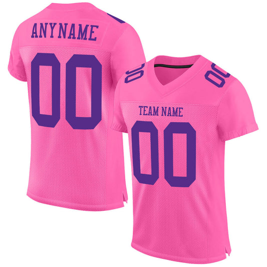 Custom Pink Purple Mesh Authentic Football Jersey - Main View