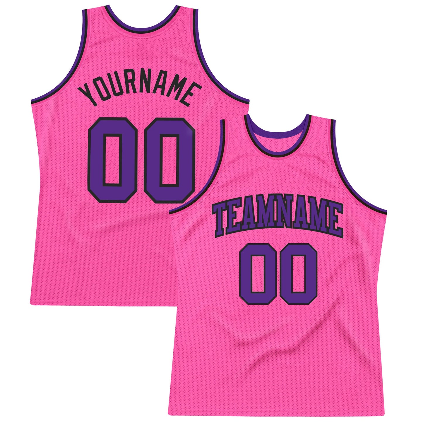 Custom Pink Purple-Black Authentic Throwback Basketball Jersey - Main View