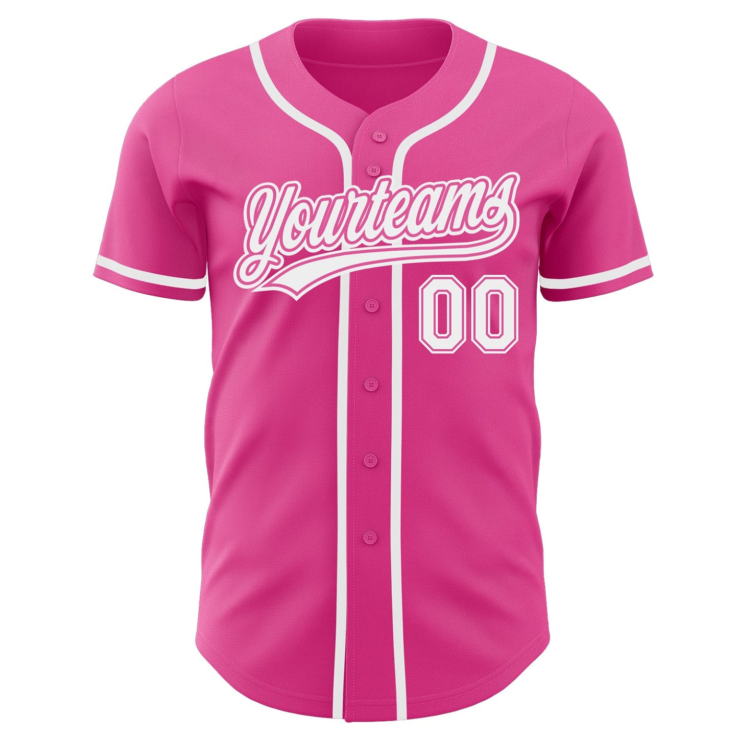 Custom Pink White Authentic Baseball Jersey view 2
