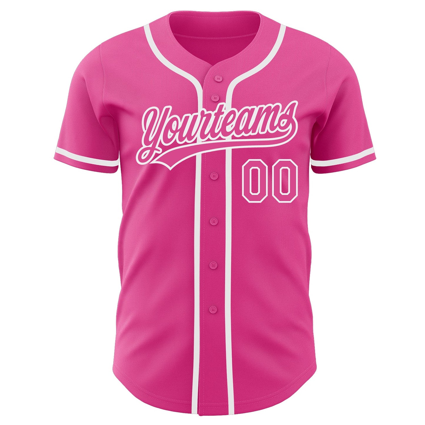 Custom Pink Pink-White Authentic Baseball Jersey view 2