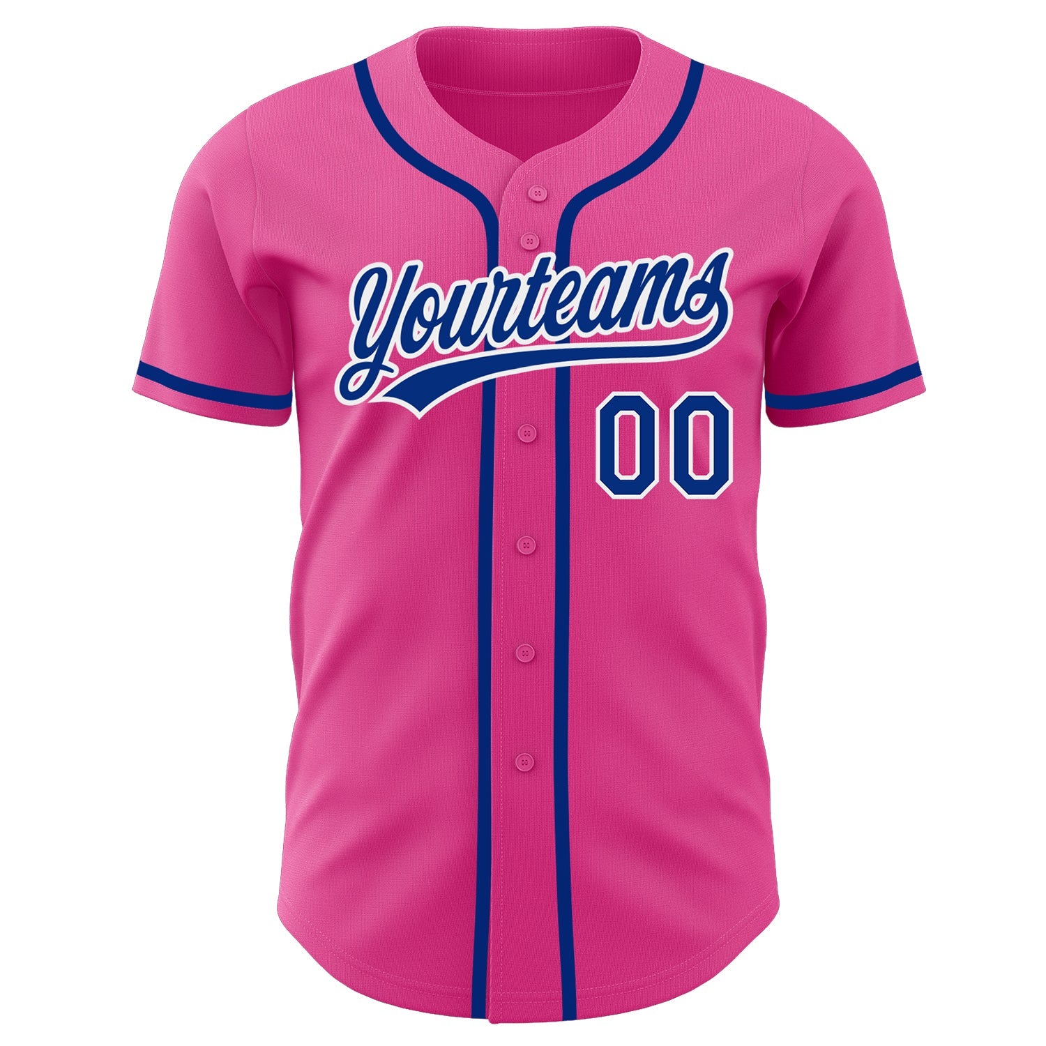 Custom Pink Royal-White Authentic Baseball Jersey view 2