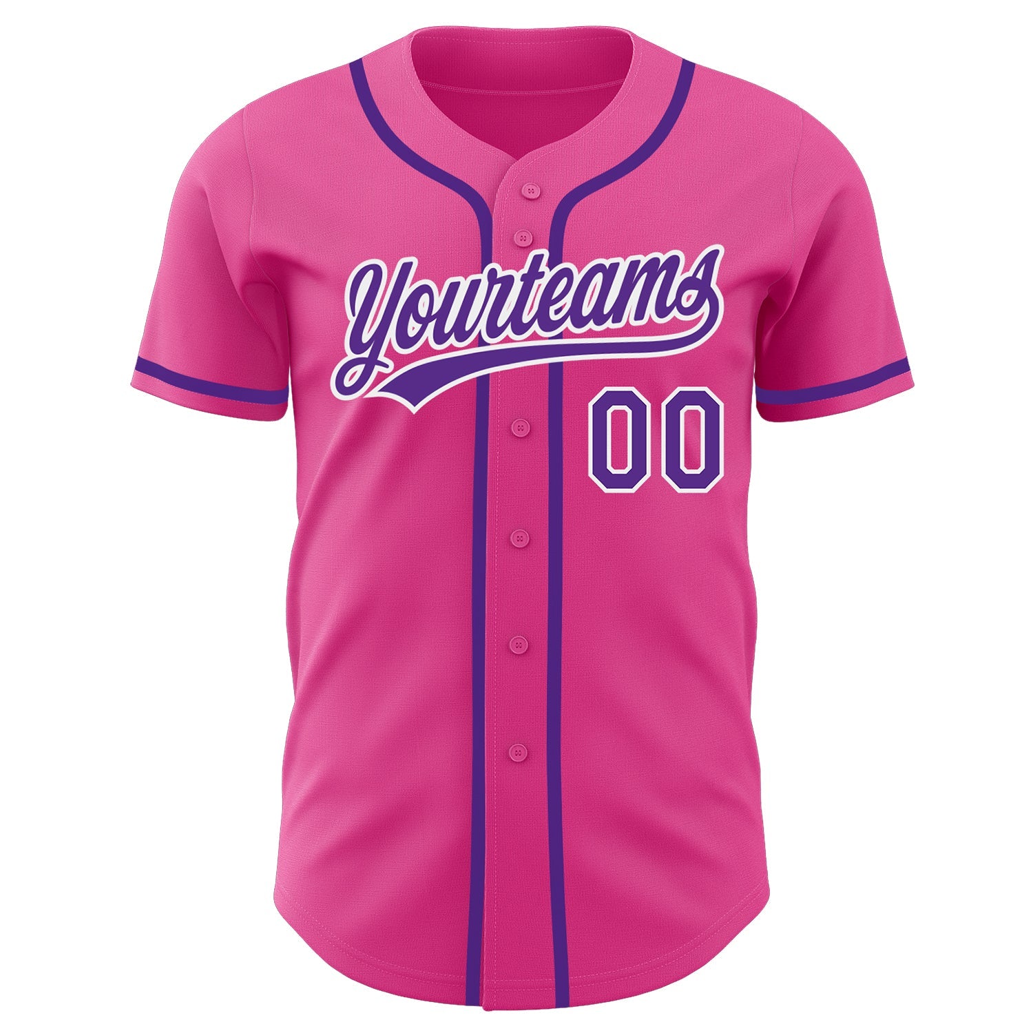 Custom Pink Purple-White Authentic Baseball Jersey view 2
