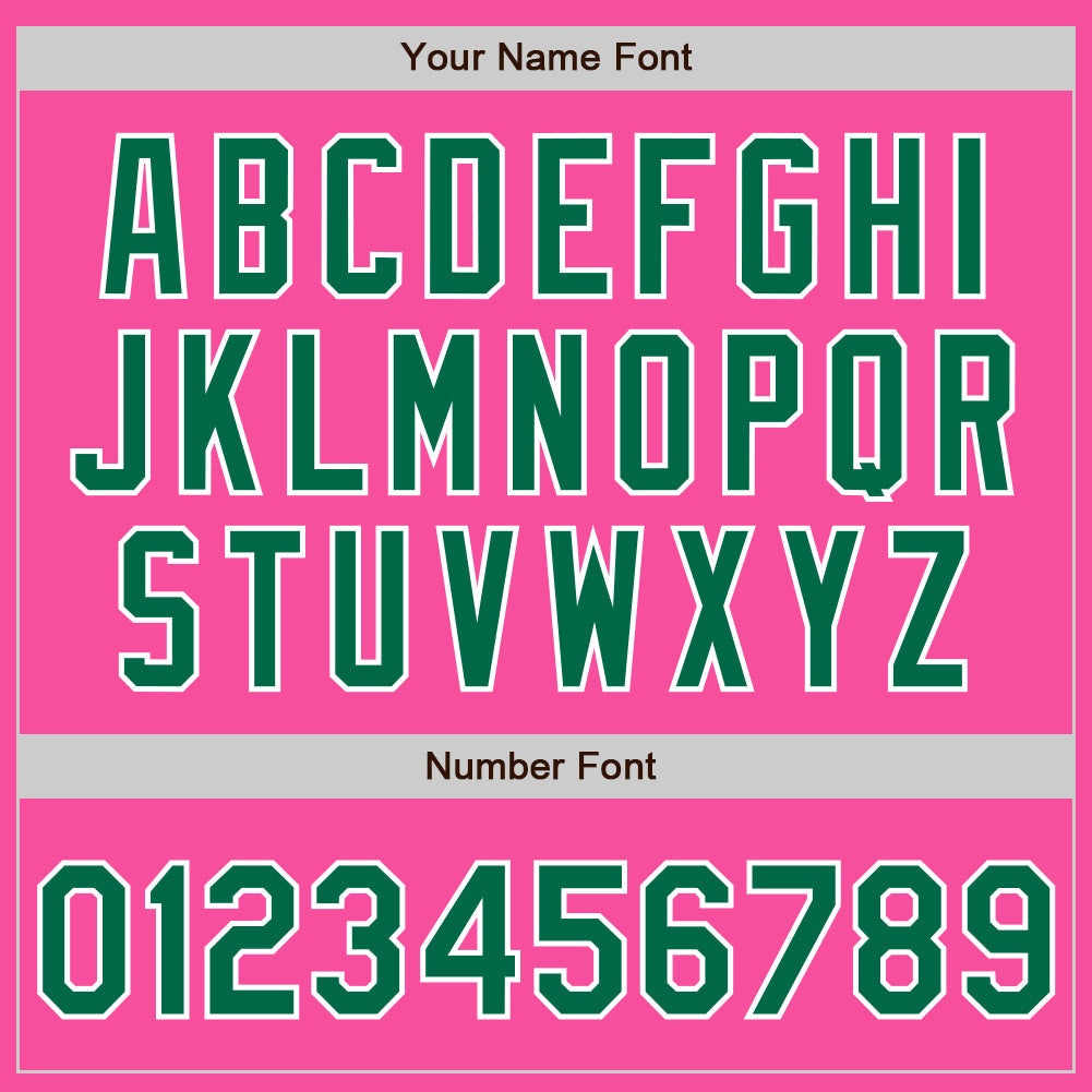 Custom Pink Kelly Green-White Authentic Baseball Jersey view 5
