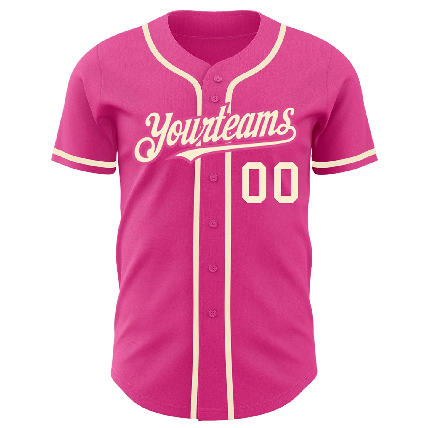 Custom Pink Cream Authentic Baseball Jersey view 2