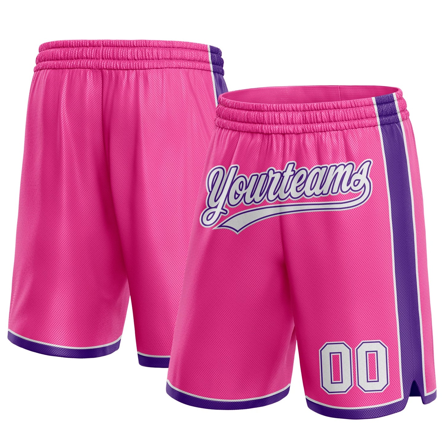 Custom Pink White-Purple Authentic Basketball Shorts - Main View