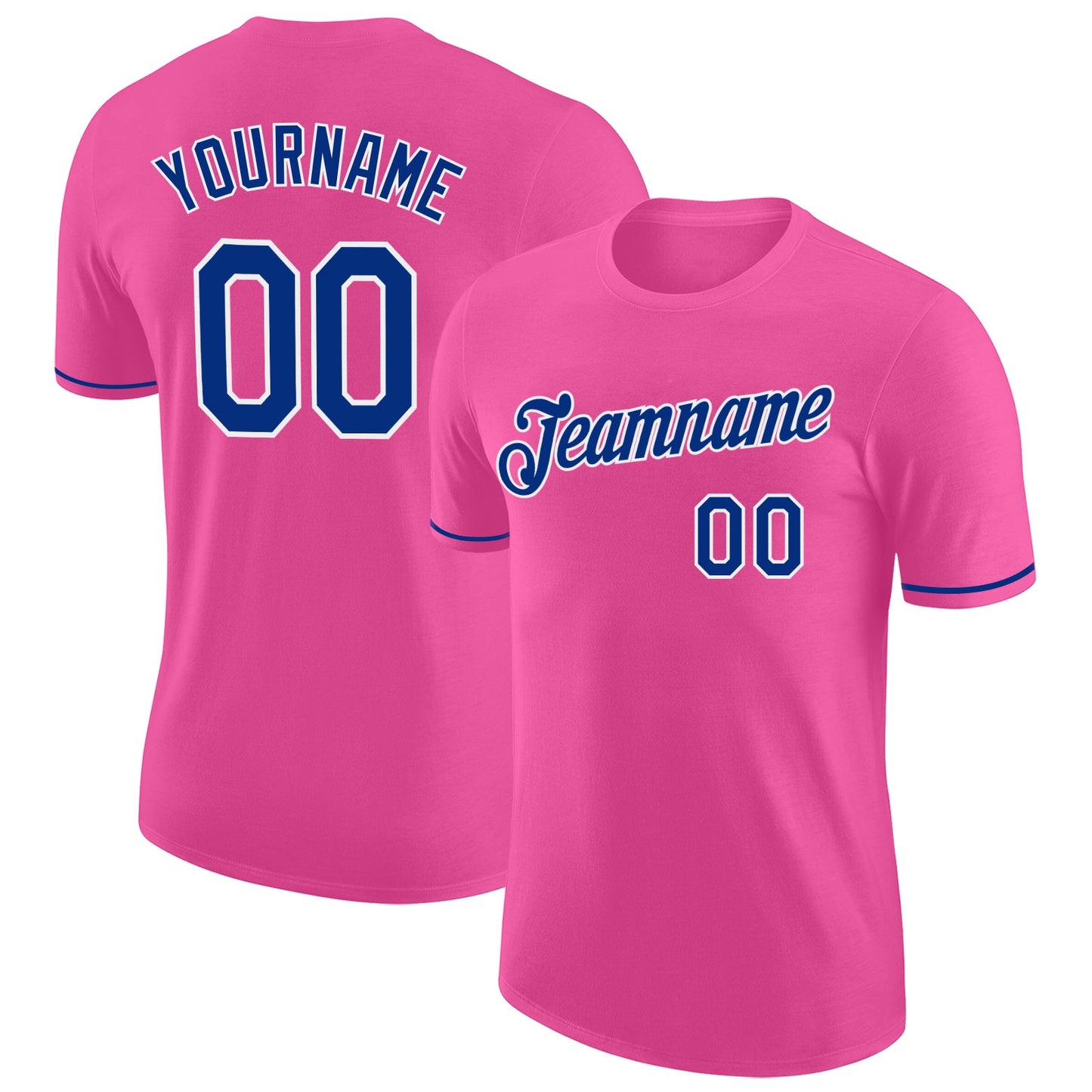Custom Pink Royal-White Performance T-Shirt - Main View