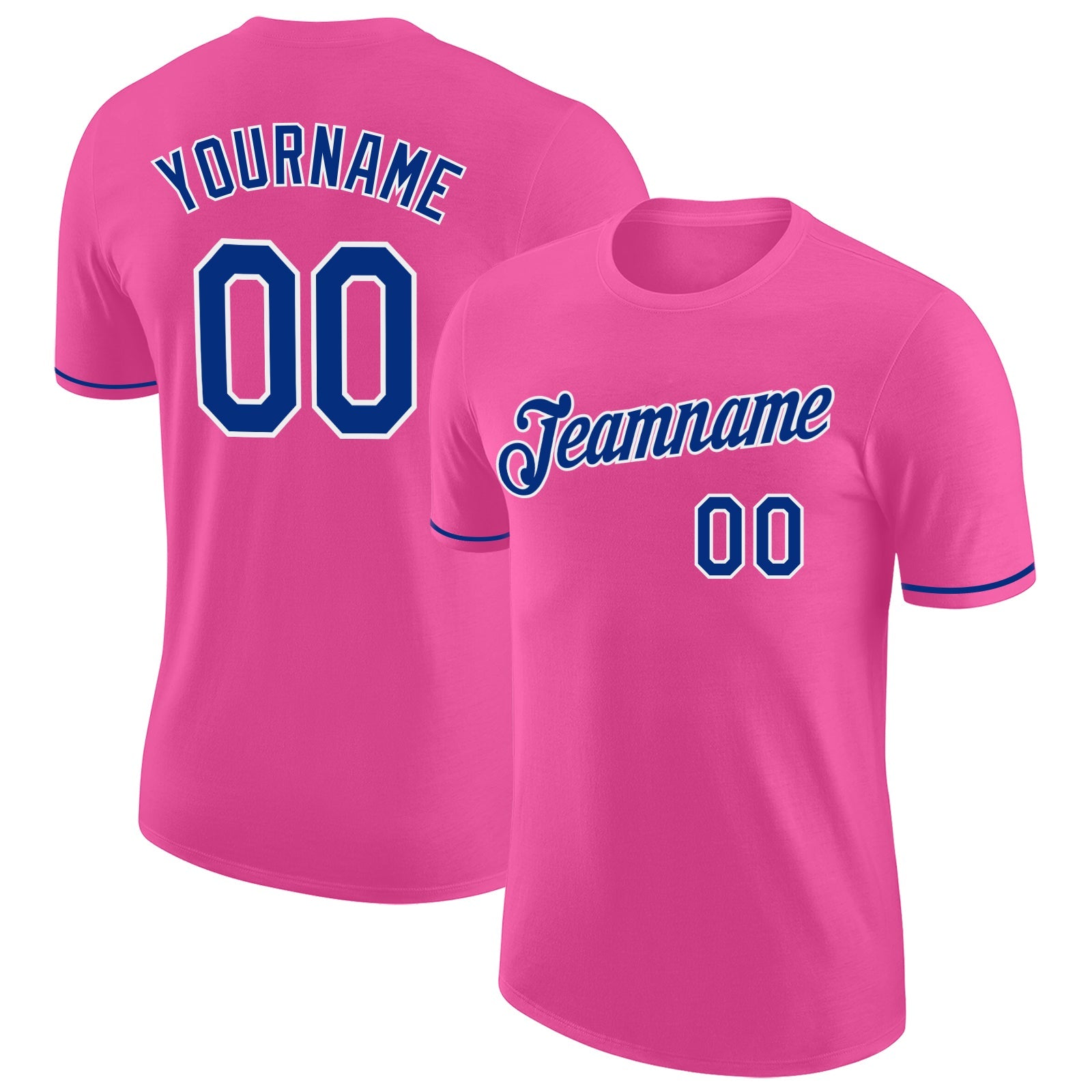 Custom Pink Royal-White Performance T-Shirt - Main View
