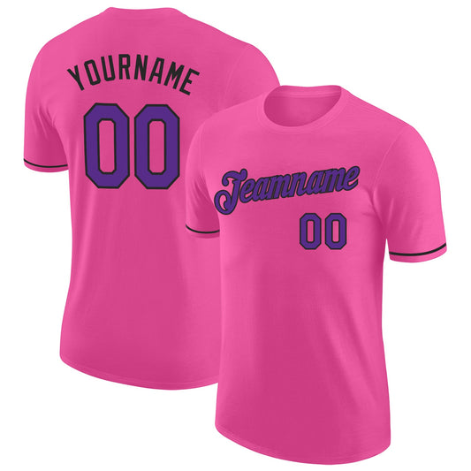 Custom Pink Purple-Black Performance T-Shirt - Main View
