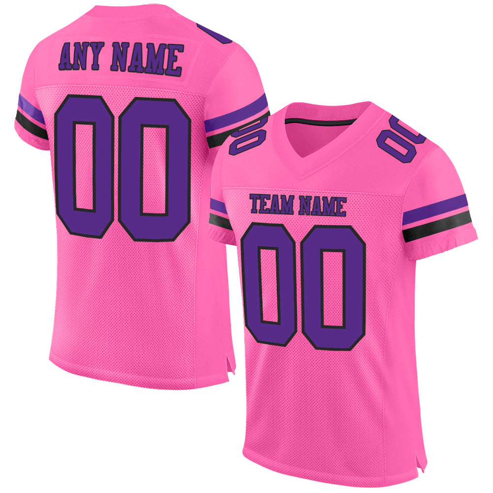 Custom Pink Purple-Black Mesh Authentic Football Jersey - Main View