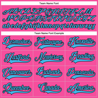 Custom Pink Sky Blue-Black Hockey Lace Neck Jersey view 4
