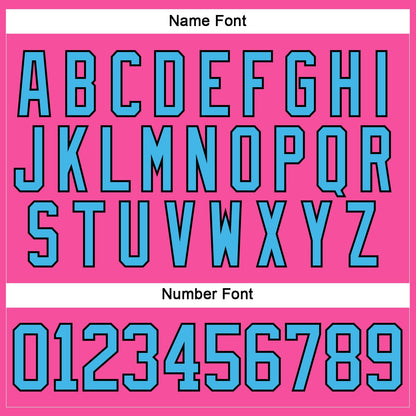 Custom Pink Sky Blue-Black Hockey Lace Neck Jersey view 5