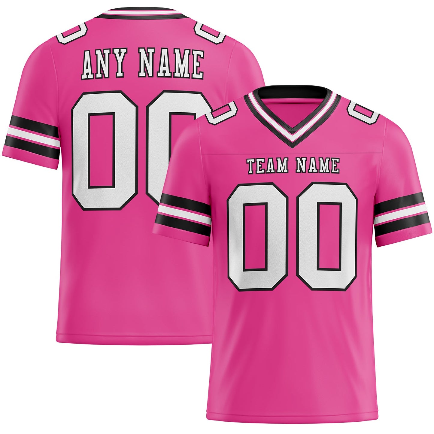 Custom Pink White-Black Authentic Football Jersey - Main View
