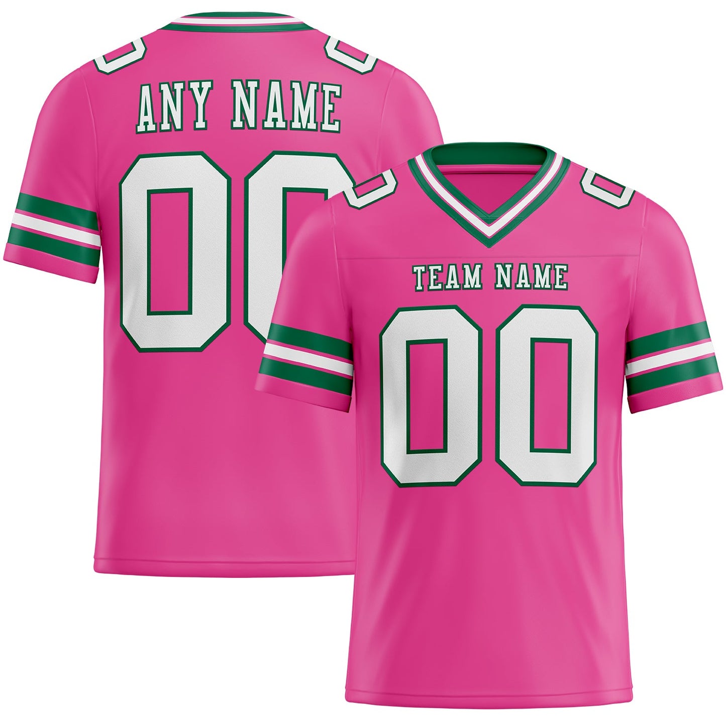 Custom Pink White-Kelly Green Authentic Football Jersey - Main View