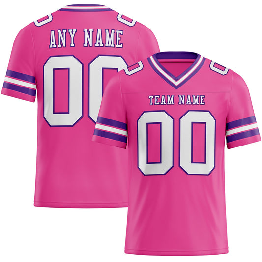 Custom Pink White-Purple Authentic Football Jersey - Main View