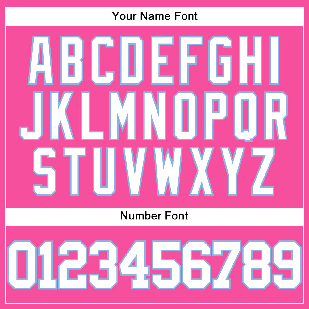 Custom Pink White-Light Blue Authentic Baseball Jersey view 5
