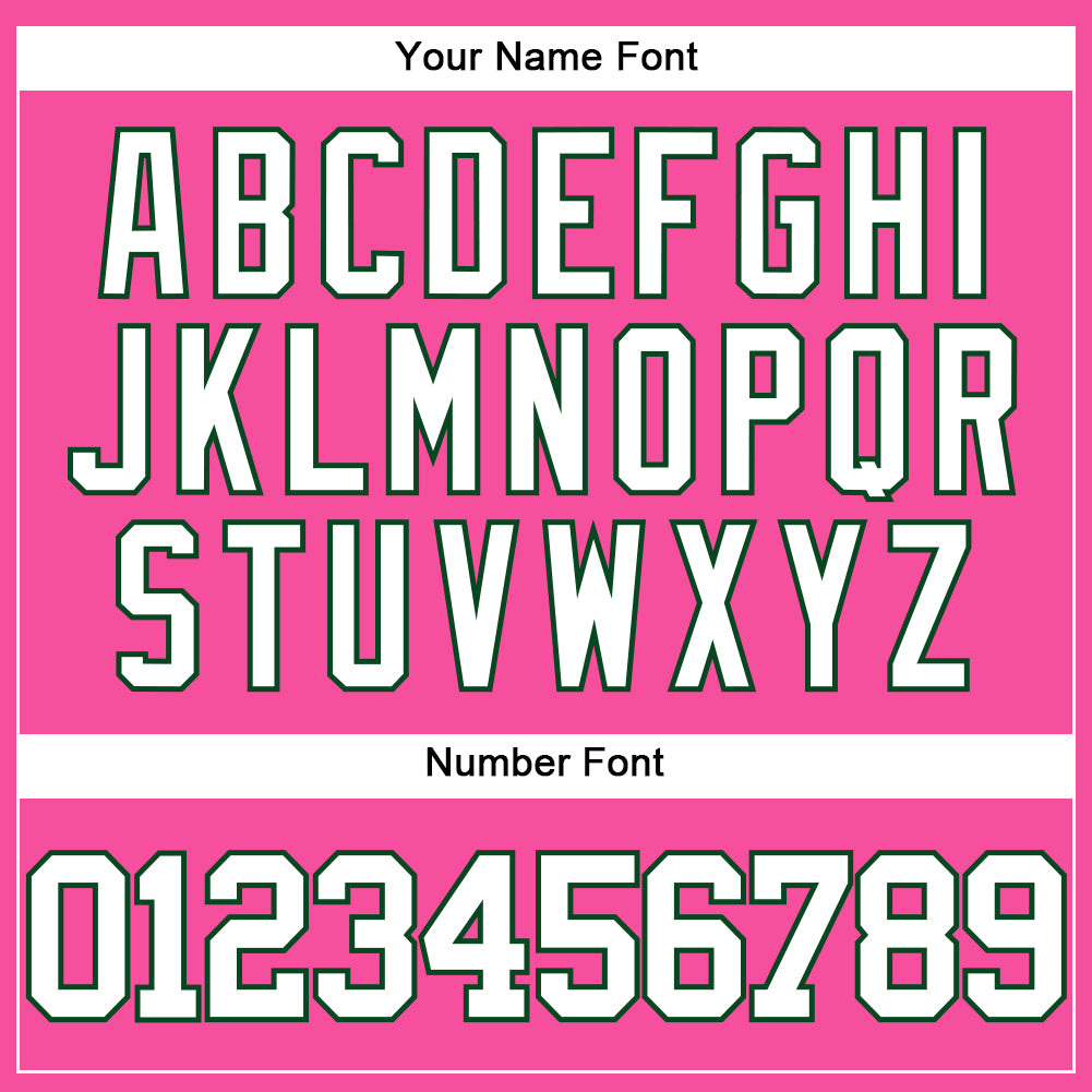 Custom Pink White-Green Authentic Baseball Jersey view 5