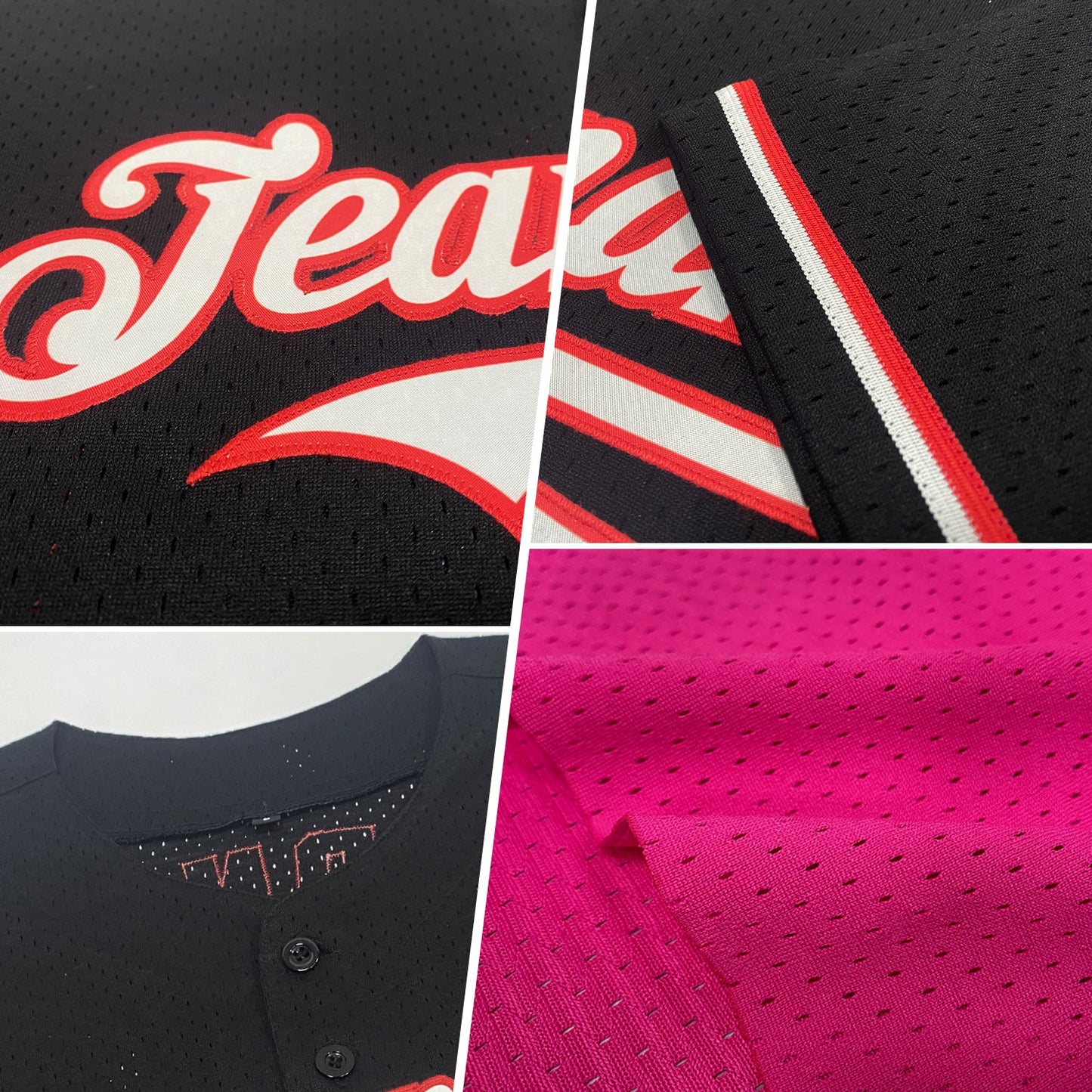 Custom Pink Kelly Green-White Mesh Authentic Throwback Baseball Jersey view 2