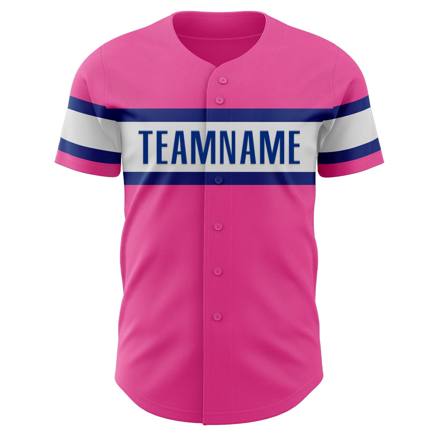 Custom Pink White-Royal Authentic Baseball Jersey view 2