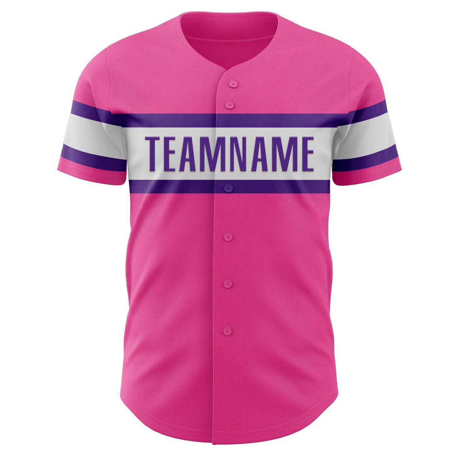 Custom Pink White-Purple Authentic Baseball Jersey view 2