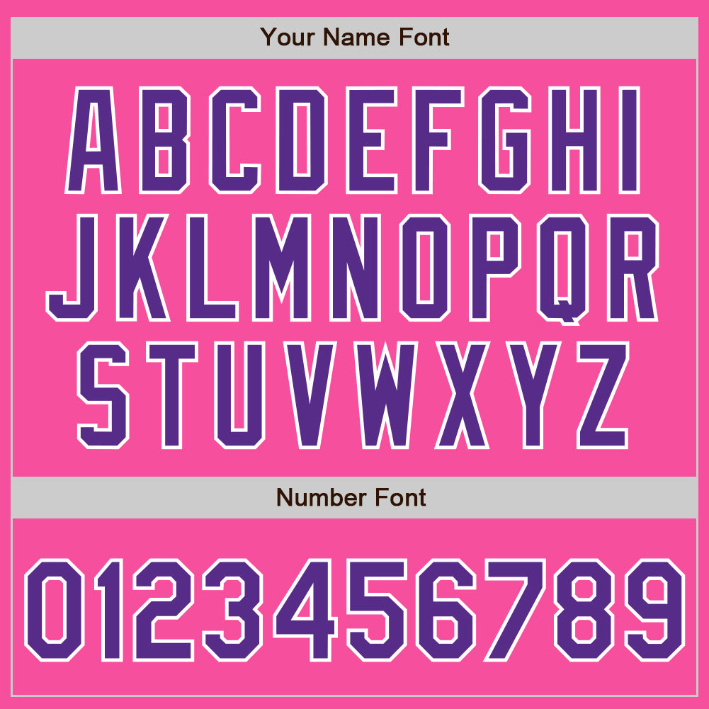 Custom Pink Purple-White Authentic Baseball Jersey view 8