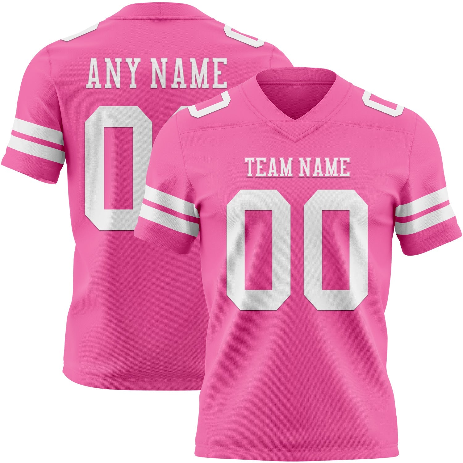 Custom Pink White Authentic Football Jersey - Main View