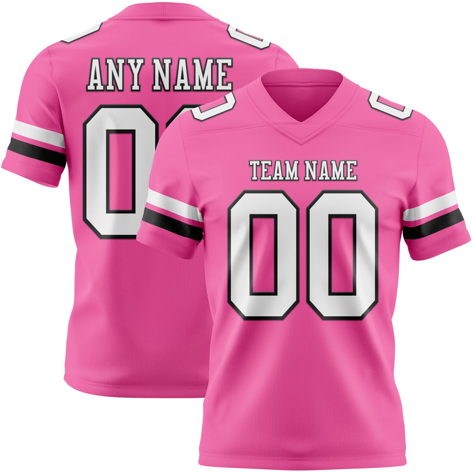Custom Pink White-Black Authentic Football Jersey - Main View