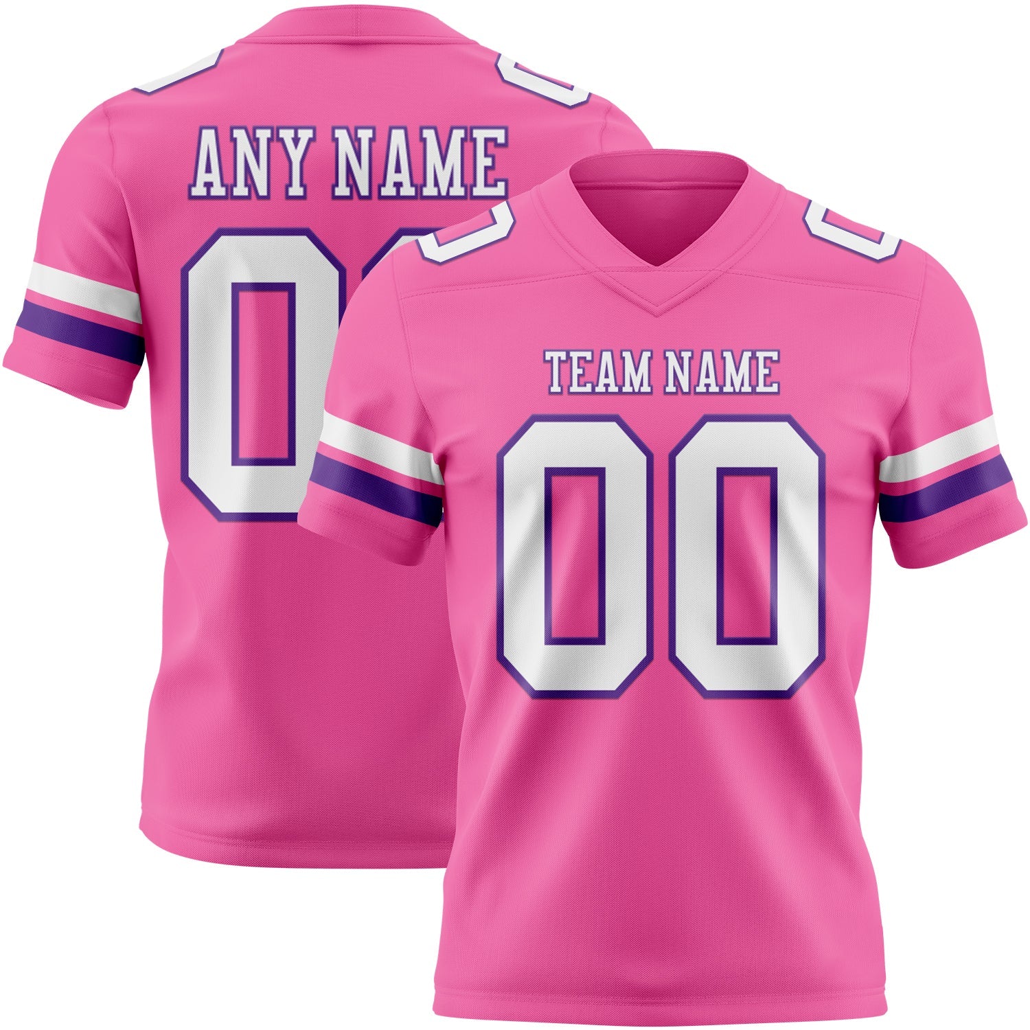 Custom Pink White-Purple Authentic Football Jersey - Main View