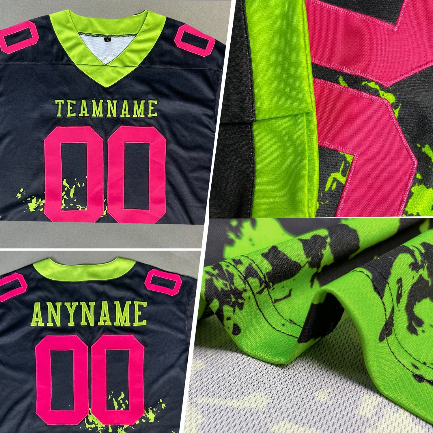 Custom Pink White Black-Lakes Blue 3D Pattern Splash Authentic Football Jersey view 2