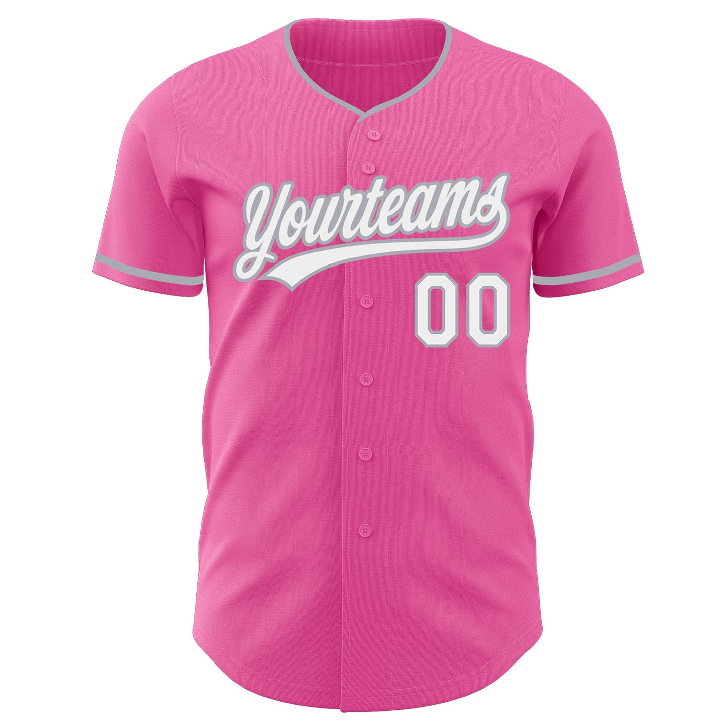 Custom Pink White-Gray Authentic Baseball Jersey view 2