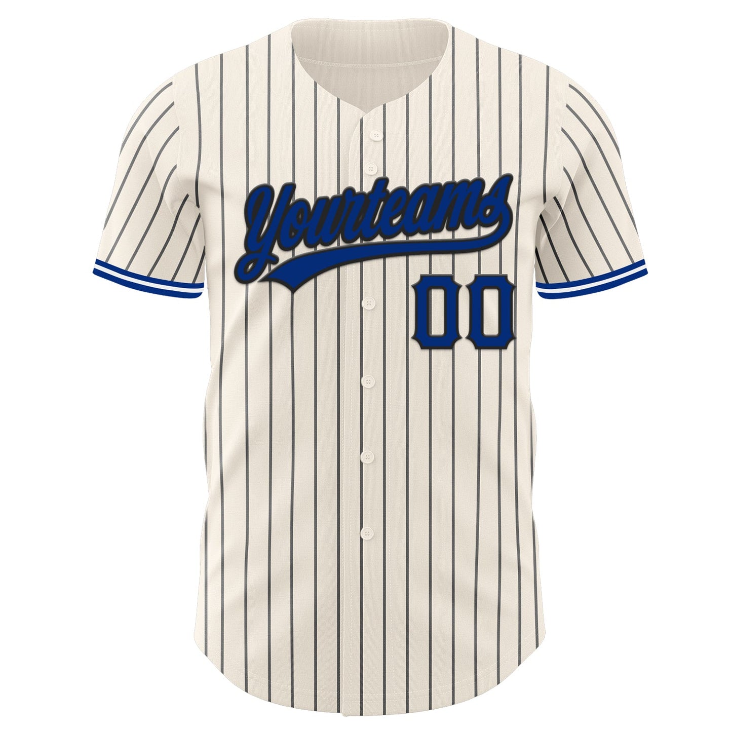 Custom Cream Black Pinstripe Royal Black-White Authentic Baseball Jersey view 4