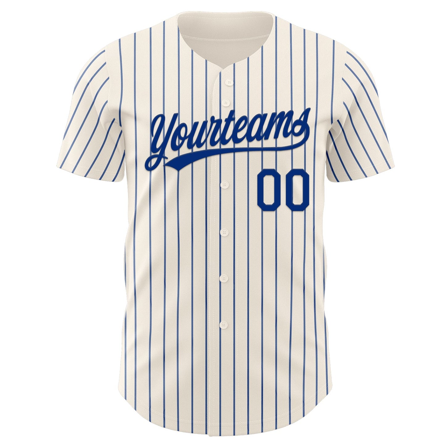 Custom Cream Royal Pinstripe Royal Authentic Baseball Jersey view 4